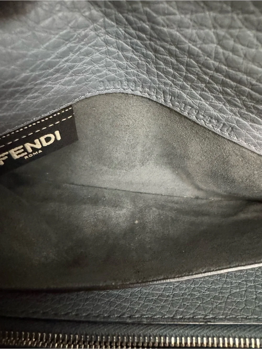 Fendi Gray-Blue Leather Selleria Wallet Full Set